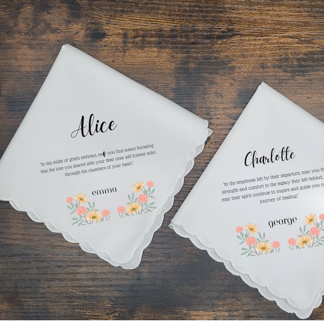 Memorial Tribute Handkerchief for Loved Ones, Personalized Memorial