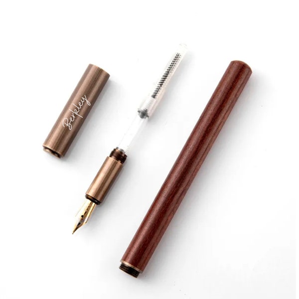 Retro Sandalwood Bronze Personalized Fountain Pen 0.5mm Luxury Wooden Office Business Writing Art Calligraphy Pens Gifts Stationery