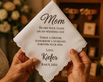 Personalized Wedding Handkerchief: Gift for Parents of the Bride/Groom