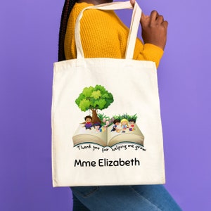 Sac fourre-tout pour enseignant | fourre-tout en toile | Cadeau personnalisé pour professeur | Cadeau de remerciement, Rentrée des classes, Cadeau pour enseignant