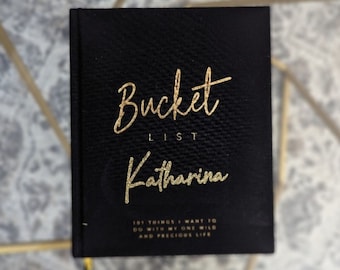 Bucket list Journal, 101 things I want to do.  | Black Journal with hard cover Customized fountain, pen, personalized fountain, pen