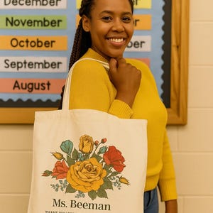 Sac fourre-tout personnalisé | Sac fourre-tout pour cadeau de remerciement pour enseignant | fourre-tout en toile | Cadeau de remerciement | Cadeau personnalisé | Sac fourre-tout personnalisé