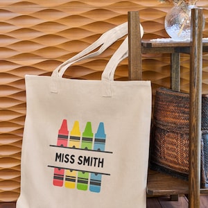 Sac fourre-tout personnalisé aux crayons de couleur pour le professeur, sac fourre-tout cadeau pour professeur, idée cadeau professeur, sac fourre-tout cadeau pour professeur d'âge préscolaire, sac fourre-tout personnalisé