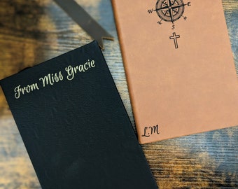 Customized Leather Notebook Journal: Personalized Engraved Gift