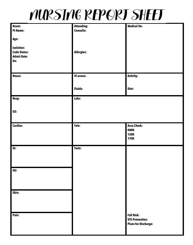 Nursing Shift Change Report Template Prntbl concejomunicipaldechinu 