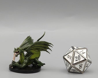 BEHOLD! A Green Dragon Wyrmling Miniature! Hand Painted or Primed - D&D / TTRPG Minis - 14k Resin 3D Printed for Ultra-Fine Details!