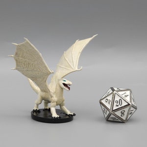 BEHOLD! A White Dragon Wyrmling Miniature! Hand Painted or Primed - D&D / TTRPG Minis - 14k Resin 3D Printed for Ultra-Fine Details!