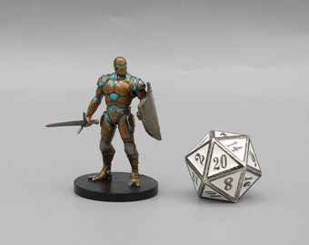 BEHOLD! A Warforged Fighter Miniature! Hand Painted or Primed - D&D / TTRPG Minis - 14k Resin 3D Printed for Ultra-Fine Details!