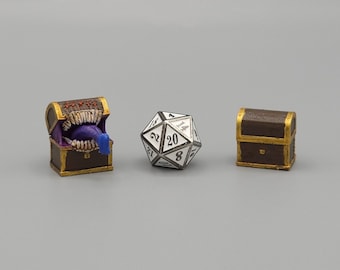BEHOLD! Mimic Chest Miniatures! - Hand Painted or Primed - D&D / TTRPG Minis - 8k Resin 3D Printed for Ultra-Fine Details!