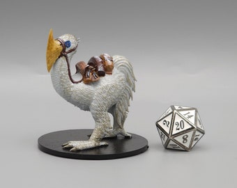 BEHOLD! A Winter Axe Beak Mount Miniature! Hand Painted or Primed - D&D / TTRPG Minis - 14k Resin 3D Printed for Ultra-Fine Details!