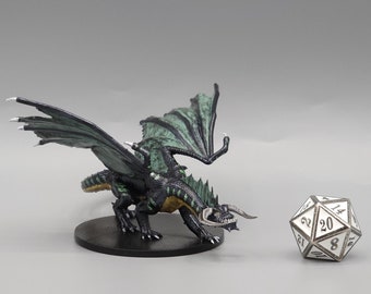 BEHOLD! A Young Black Dragon Miniature! Hand Painted or Primed - D&D / TTRPG Minis - 14k Resin 3D Printed for Ultra-Fine Details!