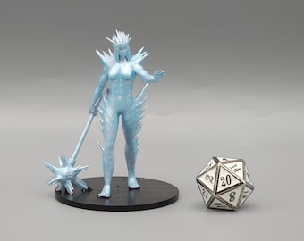 ¡MIRA! ¡Miniatura de Auril, la Doncella de Hielo, 2.ª Forma! Pintada a mano o imprimada - Miniaturas de D&D / TTRPG - Resina de 14k impresa en 3D para detalles ultrafinos.