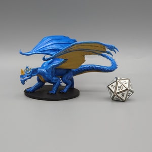 BEHOLD! A Young Blue Dragon Miniature! Hand Painted or Primed - D&D / TTRPG Minis - 8k Resin 3D Printed for Ultra-Fine Details!