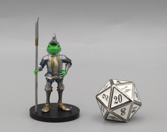 BEHOLD! A Bullywug Knight Miniature! Hand Painted or Primed - D&D / TTRPG Minis - 14k Resin 3D Printed for Ultra-Fine Details!