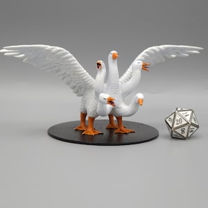 BEHOLD! A Goose Hydra Miniature! Hand Painted or Primed - D&D / TTRPG Minis - 8k Resin 3D Printed for Ultra-Fine Details!