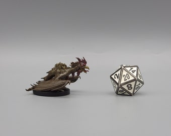 BEHOLD! A Cockatrice Miniature! Hand Painted or Primed - D&D / TTRPG Minis - 14k Resin 3D Printed for Ultra-Fine Details!