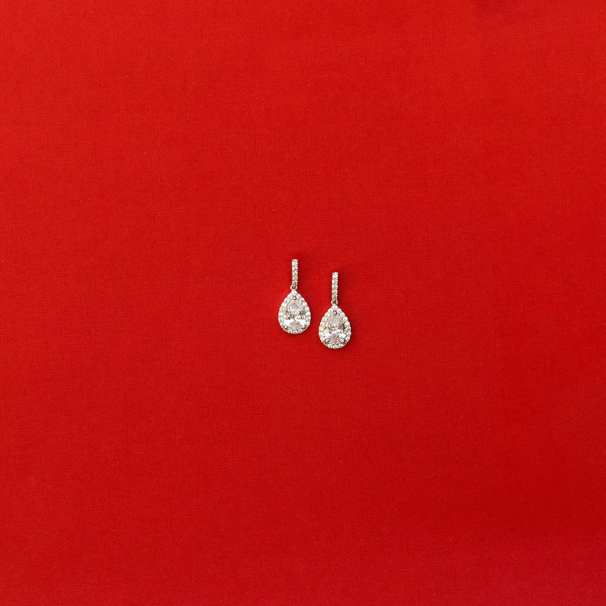Dainty Stud Jewelry, Pear Drop, CZ Wedding Earring, Cubic Zirconia Earrings, Bridal Earring Dangle, Bridesmaid Silver Gift, TearDrop Jewelry