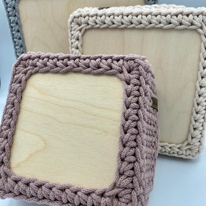 Panier au crochet carré, carré avec socle en bois, rangement, décoration Différentes tailles et couleurs disponibles image 4