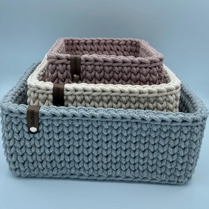 Panier au crochet carré, carré avec socle en bois, rangement, décoration Différentes tailles et couleurs disponibles image 2