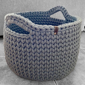 Crochet basket XL round with handles, large, storage, decoration, laundry basket different colors available image 2