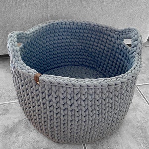 Crochet basket XL round with handles, large, storage, decoration, laundry basket different colors available image 5