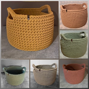 Crochet basket XL round with handles, large, storage, decoration, laundry basket different colors available image 4