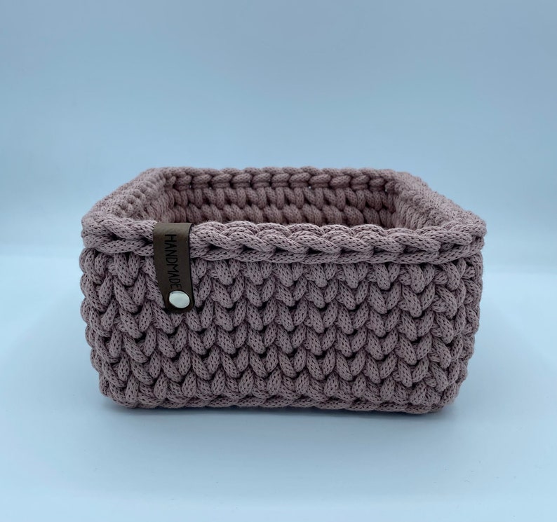 Panier au crochet carré, carré avec socle en bois, rangement, décoration Différentes tailles et couleurs disponibles image 6