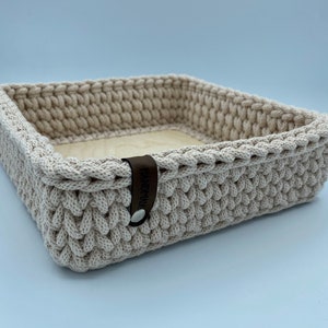 Panier au crochet carré, carré avec socle en bois, rangement, décoration Différentes tailles et couleurs disponibles image 5