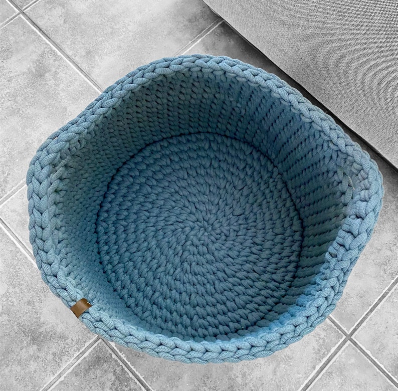 Crochet basket XL round with handles, large, storage, decoration, laundry basket different colors available image 6