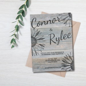 Modèle d’invitation de mariage, Modifiable, Carte d’invitation de mariage imprimable, Rustique, Téléchargement instantané, DIY Templett