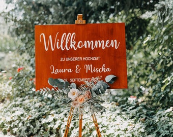 Willkommensschild aus Holz - Hochzeitsschild