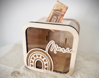 Money box children personalized laser cut laser file SVG file