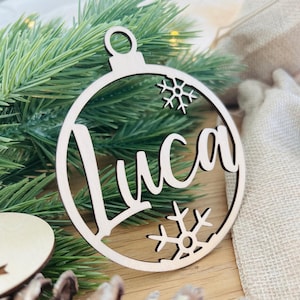 Christbaum-Anhänger Schneeflocke personalisiert | Weihnachtsbaum-Anhänger | Weihnachtskugeln Holz | Geschenkanhänger | Platzkarte