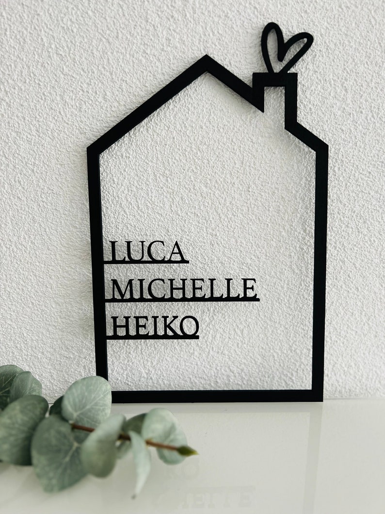 Haus mit Namen / Personalisiertes Holzhaus / Geschenk Hochzeit / Familien / Einweihung / Hochzeitsgeschenk / Holz / Geschenk Bild 5