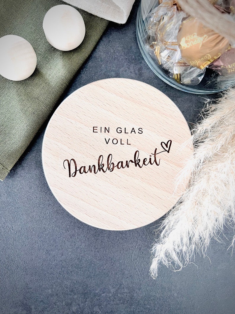 Vorratsglas mit Holzdeckel I Geschenk I personalisiert Dankbarkeit (Herz)