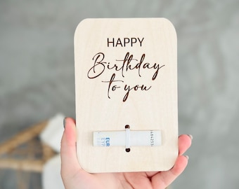 Gift card greeting card wooden birthday money voucher