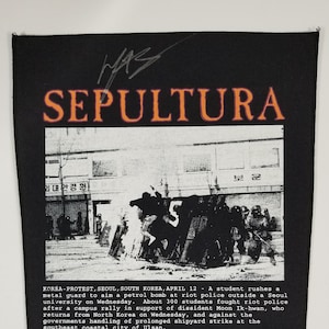 1993  Rare Blue Grape Sepultura - Refuse/Resist - Print on Back Patch Signed by Max Cavalera