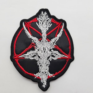Satanic Goat Pentagram Red, White and Black | Embroidered Patch