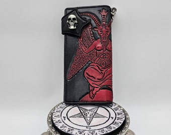 Handcrafted Baphomet Goat Long Biker Leather Wallet