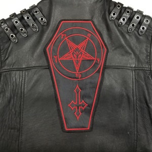 Baphomet Pentagram, Inverted Cross | Coffin Shaped | Embroidered Back Patch