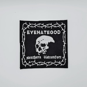 EYEHATEGOD ホワイト サザン ディスコンフォート スクエアボーダー 刺繍パッチ