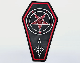 Baphomet Pentagram white and red Back Patch