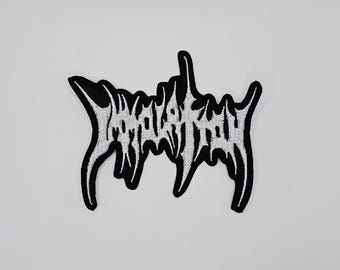 Parche bordado con borde en forma de logotipo blanco de Immolation