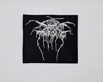 Dark Throne White Logo Squared Border Embroidered Patch