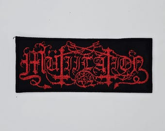 Mutiilation Red Logo Squared Border Gestickter Aufnäher