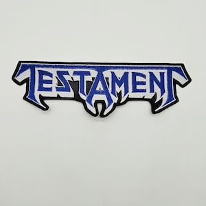 Testament Blue and White Logo Shaped Border | Embroidered Back Patch