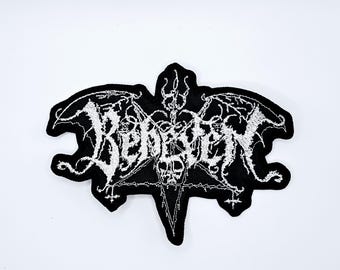 Behexen White Logo Shaped Border Embroidered Patch