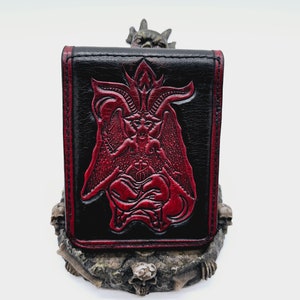 Handcrafted Baphomet Leather Clip Wallet Tooled