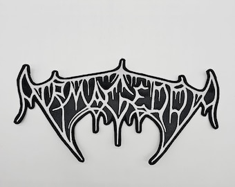 Parche trasero bordado con borde y logotipo blanco de Armagedda