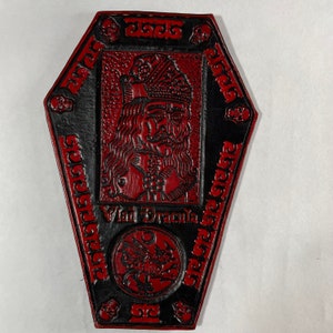 HandMade Vlad Dracula Order of the dragon engraving 100% Genuine Leather